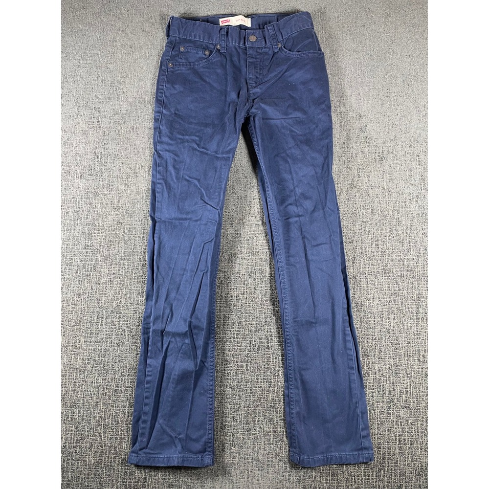 Levis 511 Slim Fit Boys Pants Navy Blue Size 14 Reg W27 L29 Adjustable Waist